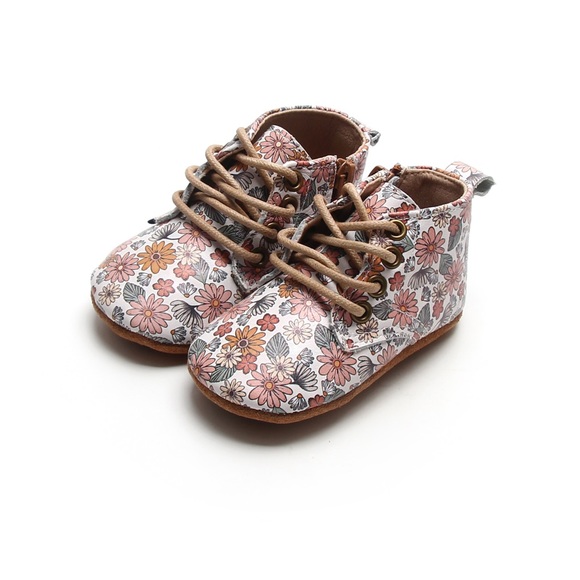 Retro Boho Floral- Boots - soft non slip soles - Picture 6 of 12